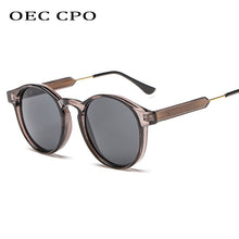 Load image into Gallery viewer, OEC CPO Male Classic Round Sunglasses Men Retro Grey Frame SunGlasses Women Brand Design Gold Alloy Leg Unisex UV400  O130