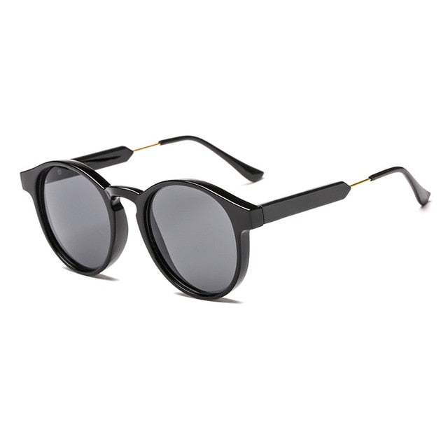 OEC CPO Male Classic Round Sunglasses Men Retro Grey Frame SunGlasses Women Brand Design Gold Alloy Leg Unisex UV400  O130