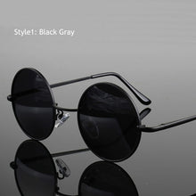 Load image into Gallery viewer, Retro Classic Vintage Round Polarized Sunglasses Men Brand Designer Sun Glasses Women Metal Frame Black lens Eyewear Driving